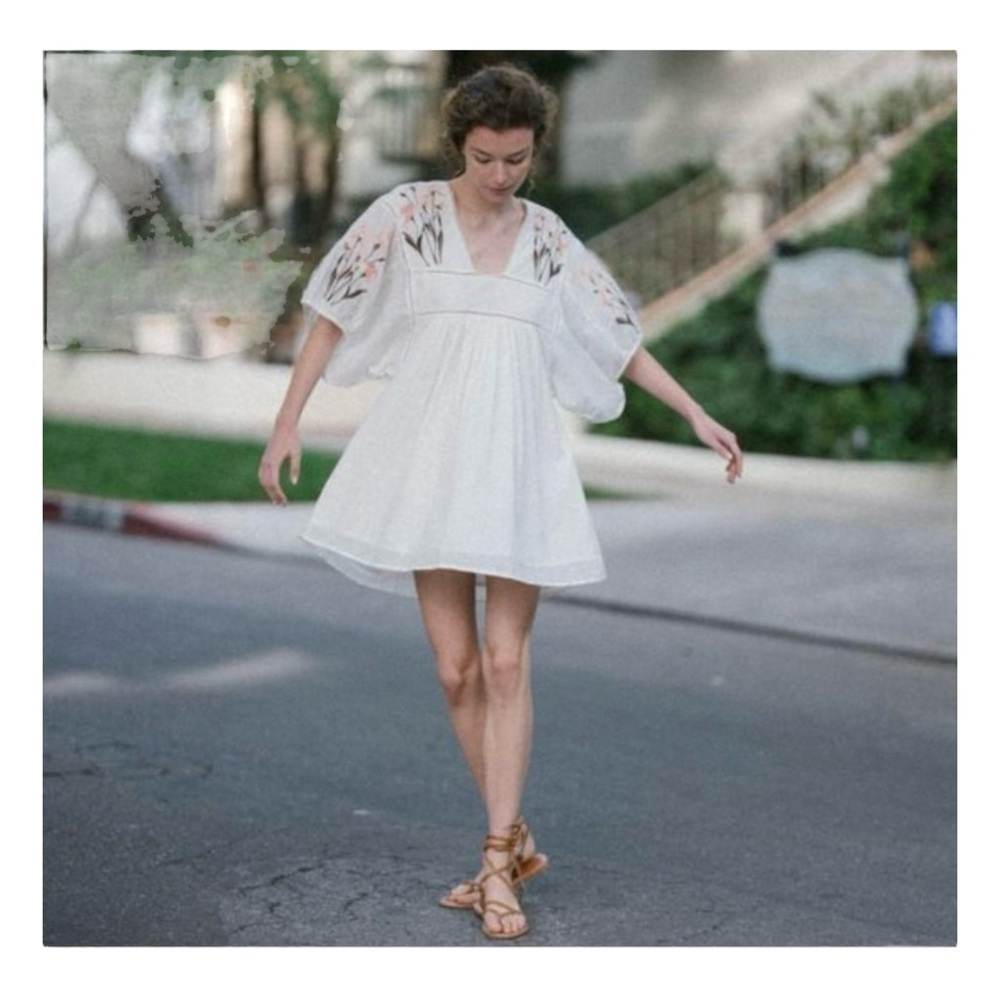St. Roche Embroidered Lake Mini Dress in Ivory NWT